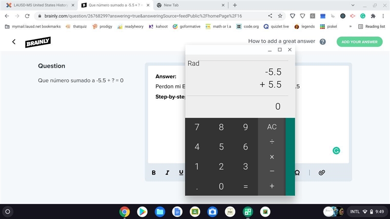 Que número sumado a -5.5 + ? = 0-example-1