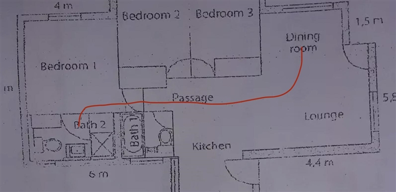 QUESTION 1 Below is the image of a plan of a house. Use the plan to answer the following-example-3