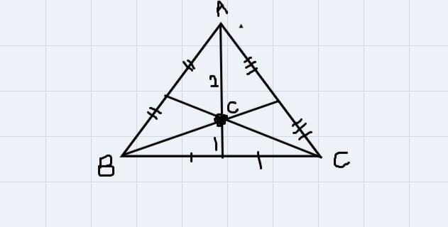 What point of concurrency in a triangle divides the medians into segments whose measures-example-1