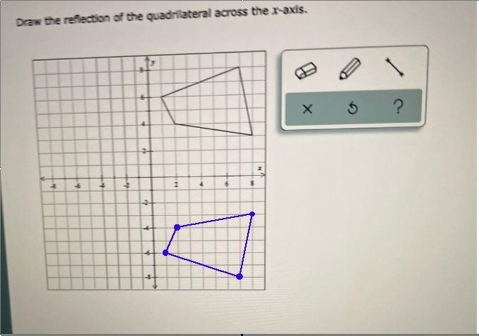 May I please get help with this I am confused as how to draw a reflection?-example-2