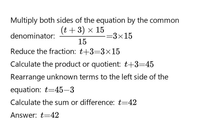 Solve the following expression for t select all that apply A:9 B:42 C: 45 D: t+3=45-example-1