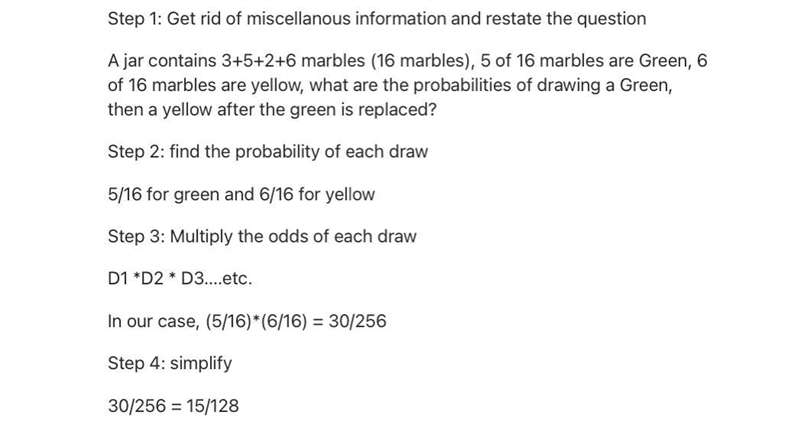 A bag of marbles contains five red marbles three green marbles and six yellow marbles-example-1