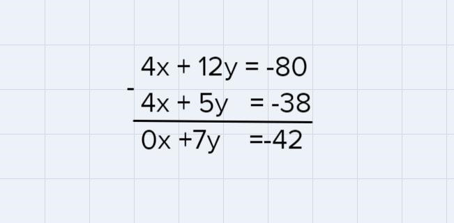 Solve each system of the equation by elimination method. x+3y=-204x+5y=-38-example-1