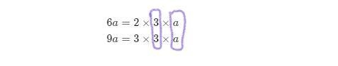 Find the greatest common factor.ба, 9а?Write your answer as a constant times a product-example-1