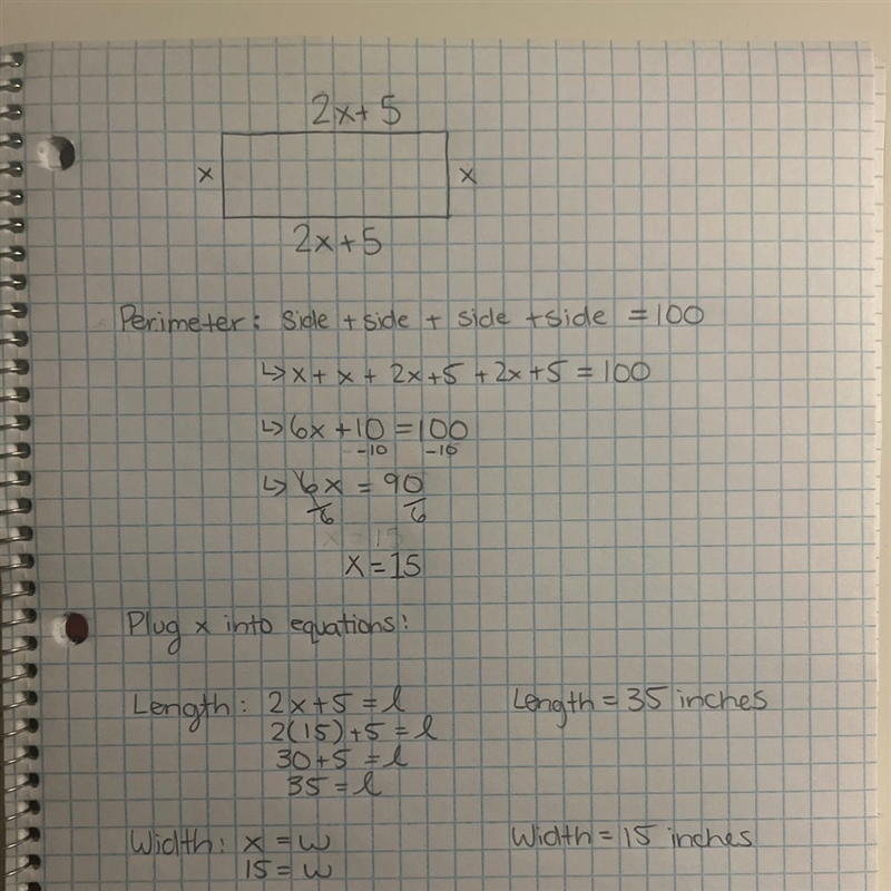 The length of a rectangle is five more than double the width. If the perimeter is-example-1