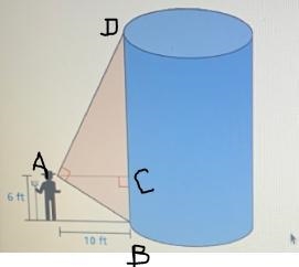 To calculate the cost of painting his silo, a farmer must find its height. The farmer-example-1