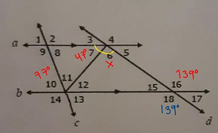 If m<10=77, m<7=47 and m<16=139, find the measure of the missing angle m-example-3