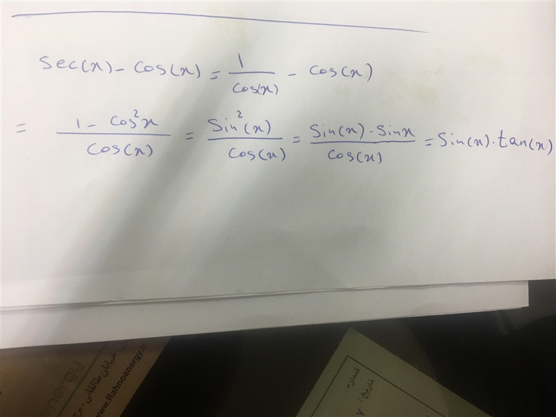 Sec(x)- cos(x)=sin(x)tan(x)-example-1