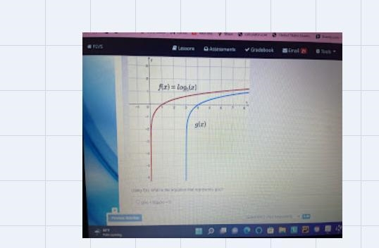 Using f(x), what is the equation that represents g(x)? g(x) = log5(x) – 3 g(x) = log-example-1