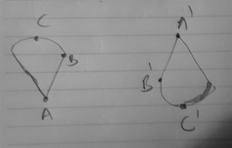 4. The two figures are congruent.a. Label the points A', B' and C' that correspond-example-1