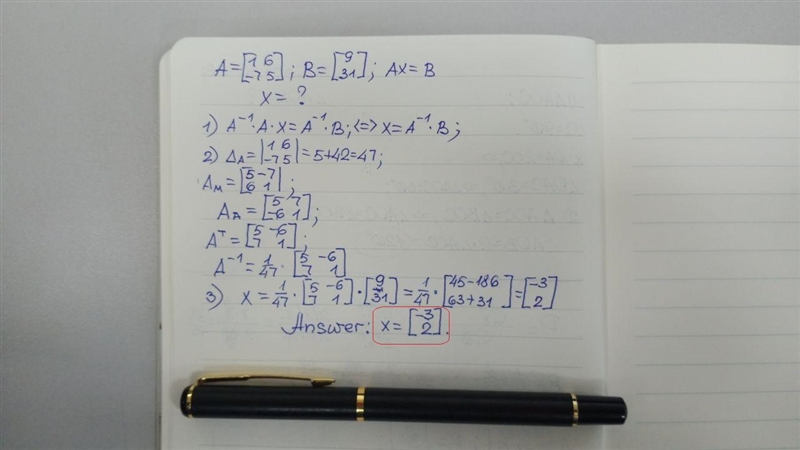 Solve the matrix equation AX=B for X.-example-1