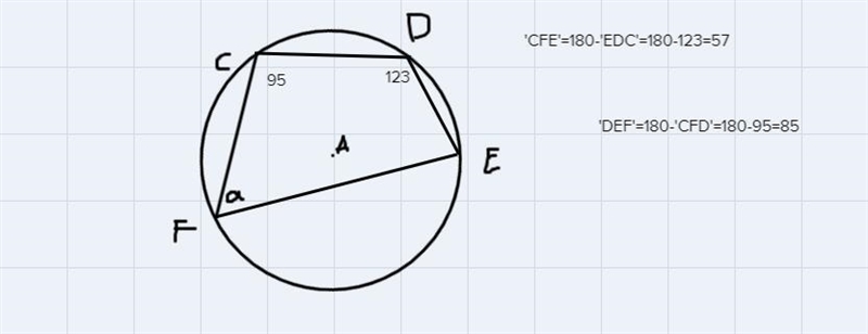 Find the measures of angles `CFE` and `DEF.` Explain or show your answer.-example-2