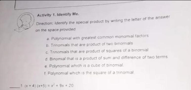 identify the special product by writing the letter of the answer on the space provided-example-1