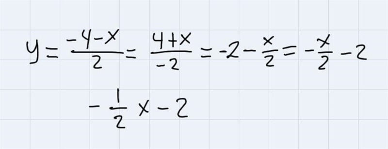 X+2y=-4 solve for y-example-2