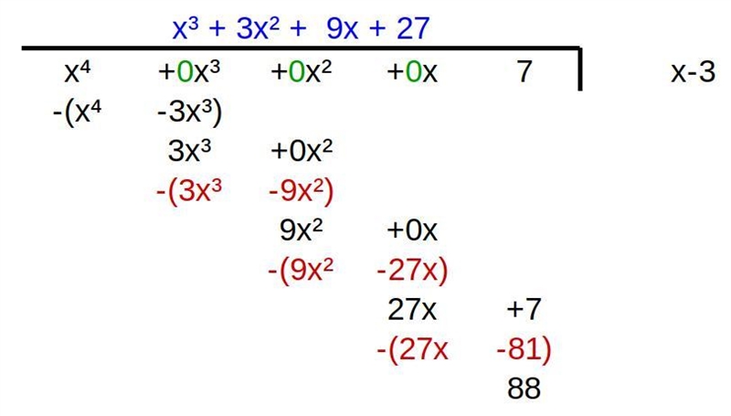 Divide X^4 +7 by X -3-example-1