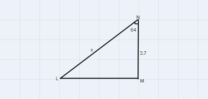 Solve for x. Round to the nearest tenth, if necessary.N64°хx3.7LM-example-1