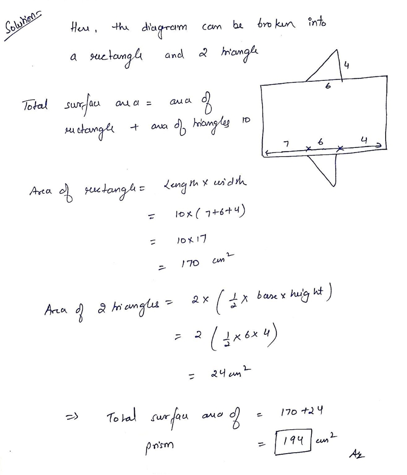 Using the net below, find the surface area of the triangular prism. 4 cm 6 cm 10 cm-example-1