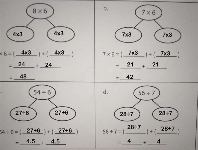 Bond solving for third grade math? 6*8 use a number bond to break apart and solve-example-1