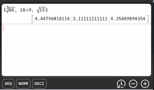 Order cube root of eighty-eight, twenty-eight ninths, square root of nineteen from-example-1