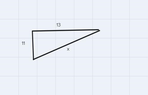 find length of x. one side equals 11 and other side equals 13 of a right triangle-example-1