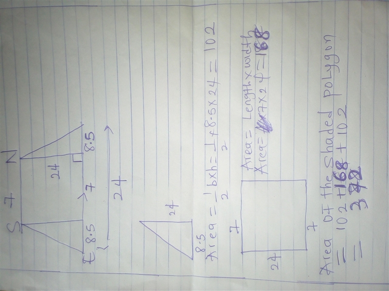 PLEASE HELP 18c) Find the Area of the Shaded Polygons-example-1