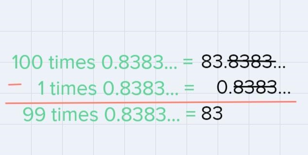 I need help solving a repeated math equation the top is 83 but the bottom is not 100-example-2