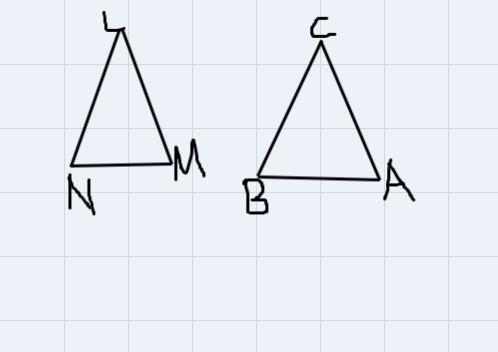 Triangle LMN is dilated to form triangle CAB. If ∠L is congruent to angle ∠C, what-example-1