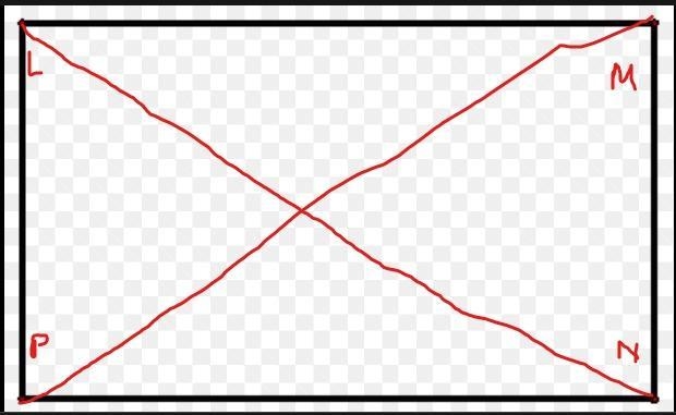 LMNP is a rectangle. Find the value of x and the length of each diagonal. LN= 4x + 3 and-example-1