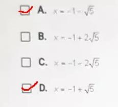 Question 10 of 10 Select the two values of x that are roots of this equation. x² + 2x-example-1