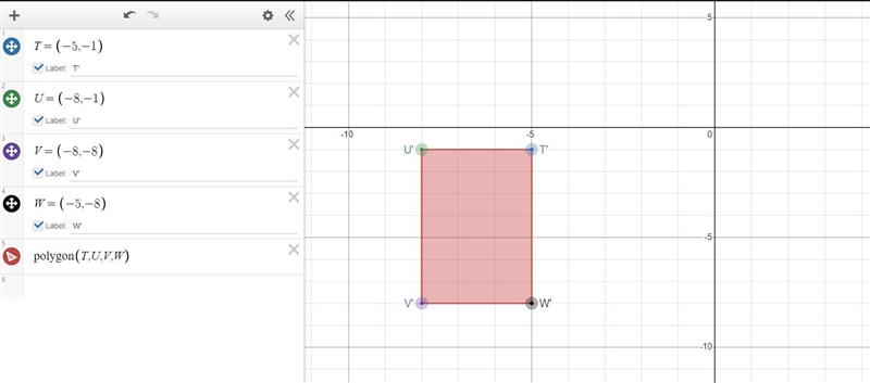 Graph the image of rectangle TUVW after a rotation 180° counterclockwise around the-example-1