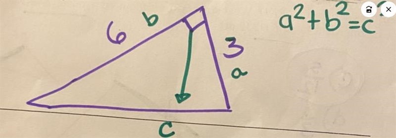 solve for the missing side of the right triangle below. Simplify then completely convert-example-1