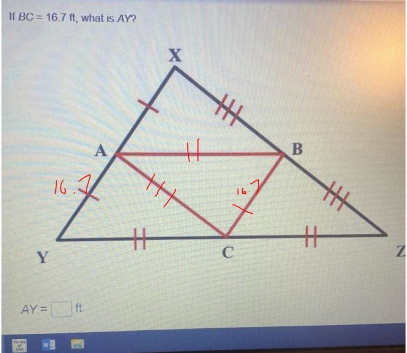 If BC = 16.7 ft, what is AY? Please helpppp-example-1