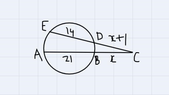 What is the value of X when the two secants touch?-example-1