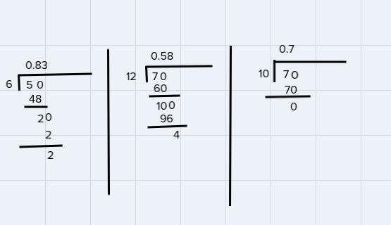 Write the fraction with the greatest value show how you got your answer 5/6 7/12 7/10-example-1