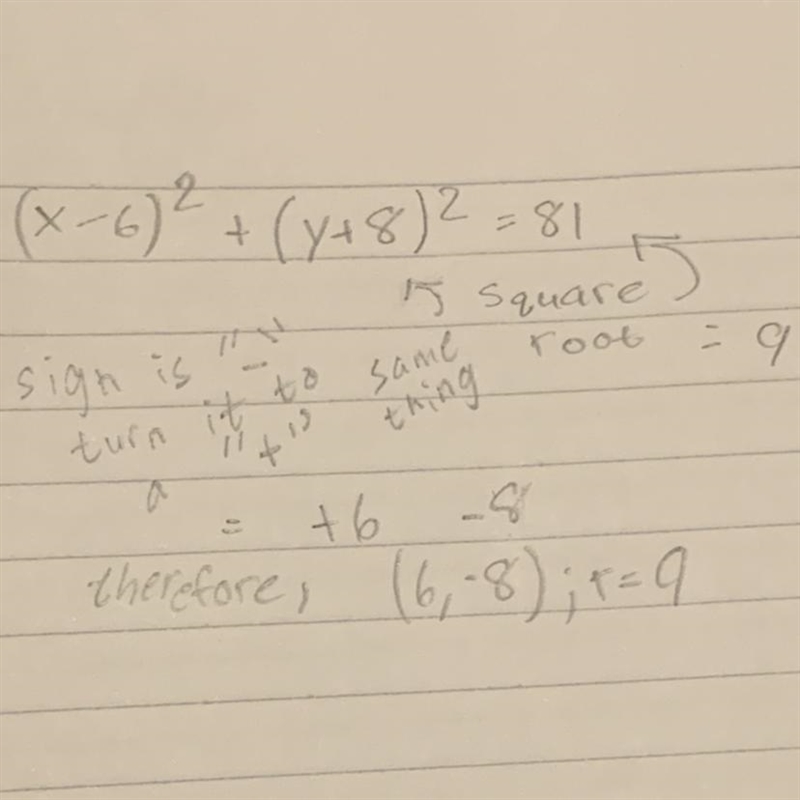 What is the center and radius of the circle?-example-1