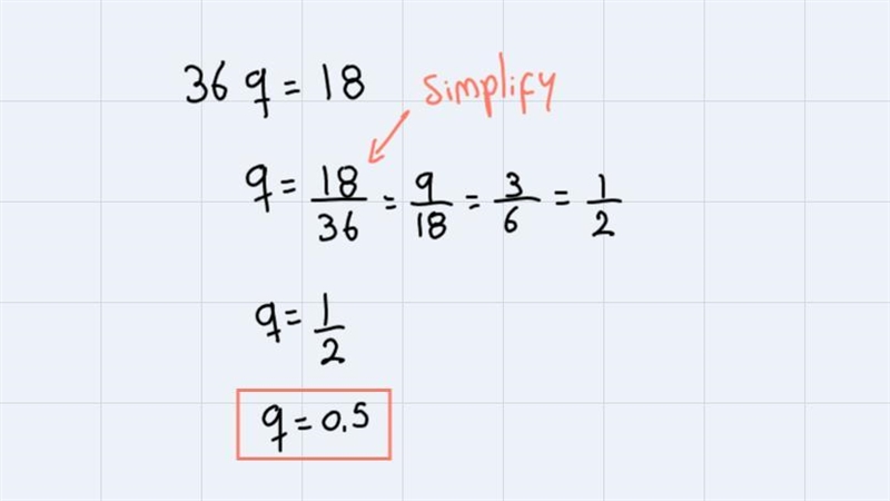 Solve 36q = 18 in decimal form-example-1