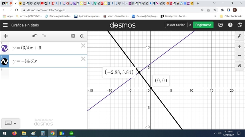 15. In the coordinate plane, line Li passes through (0, 6) and (-8, 0).1) Determine-example-2