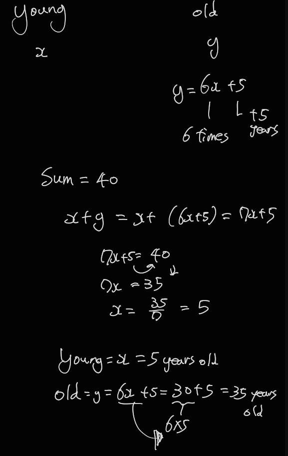 An older person is five years older than six times the age of a younger person the-example-1