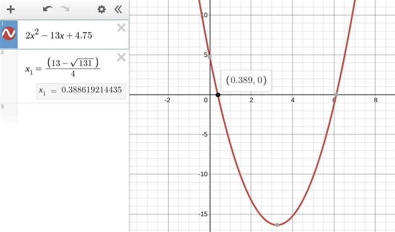 For what real value of $k$ is $\frac{13-\sqrt{131}}{4}$ a root of $2x^2-13x+k$?-example-1