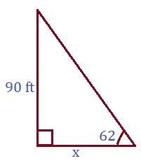 If the sun is 62 above the horizon, find the length of the shadow cast by a building-example-1