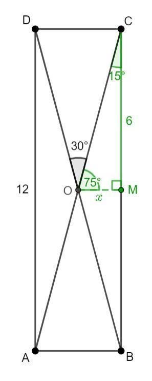 = 15. Given a rectangle ABCD with AD 12. The diagonals AC and BD intersect at point-example-1