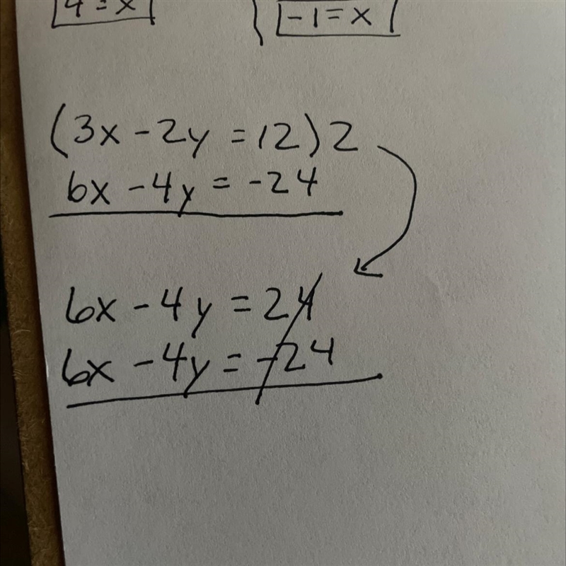 3x-2y=12 6x-4y-24 OIt has infinitely many solutions. OIt has no solution. O It has-example-1