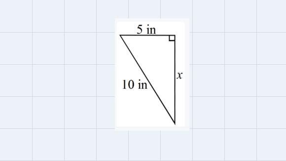 Find the value of x. A. 241−−√ inB. 53–√ inC. 9D. 55–√ in-example-1