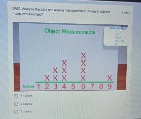 1 point DATA. Analyze the data and answer the question How many objects measured 4 inches-example-1