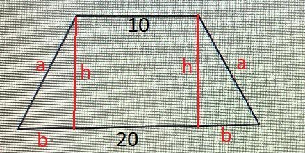 Find the length of each leg the height and area of the isosceles trapezoid with perimeter-example-1