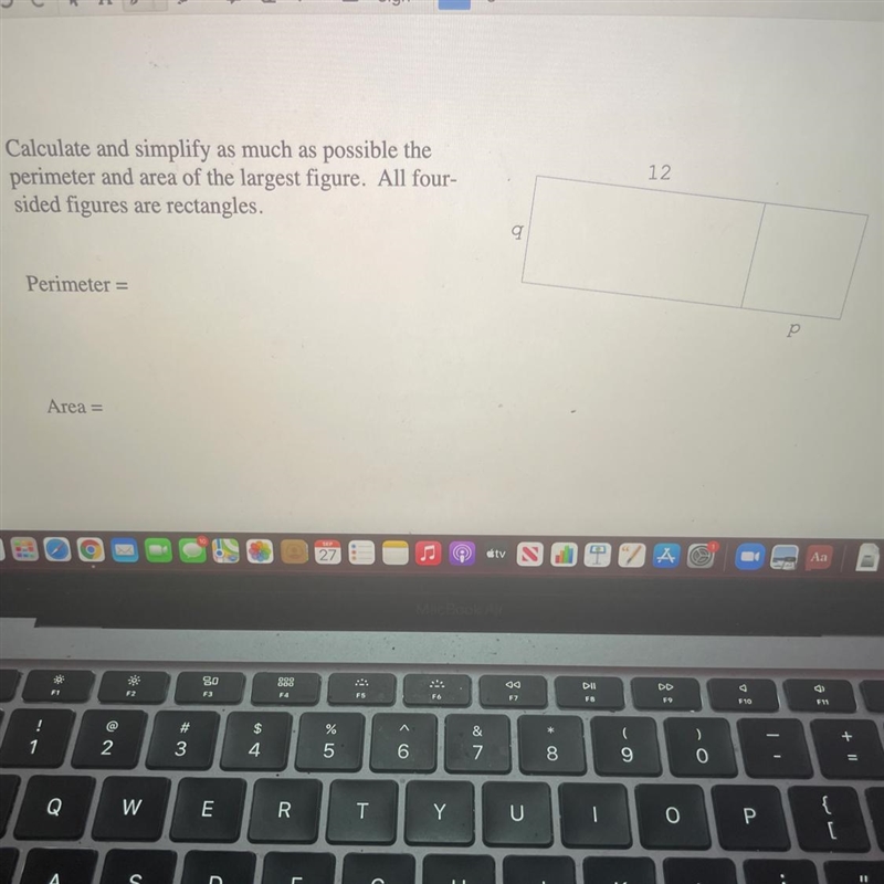 112Calculate and simplify as much as possible theperimeter and area of the largest-example-1