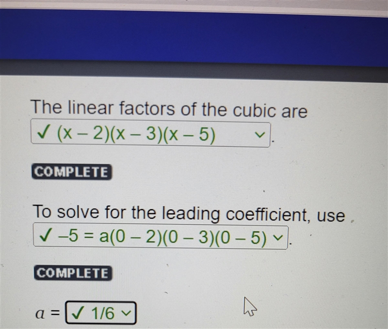 To solve for the leading coefficient, use a=-example-1