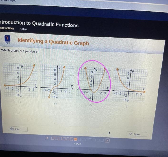 Which graph is a parabola?-example-1