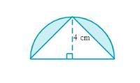 A triangle is placed in a semicircle with a radius of , as shown below. Find the area-example-1