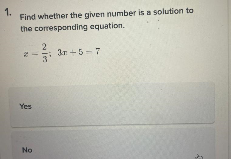 Find whether the given number is a solution to the corresponding equation.-example-1